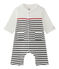Tutina rigata per bebé maschio con colletto stile marinaro bianco LAIT/blu SMOKING/ TERKUIT