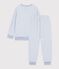 Pigiama in spugna di cotone a righe bambino blu/ecru