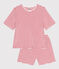Pigiama corto donna in cotone a righe rosso MARSHMALLOW/ SPI