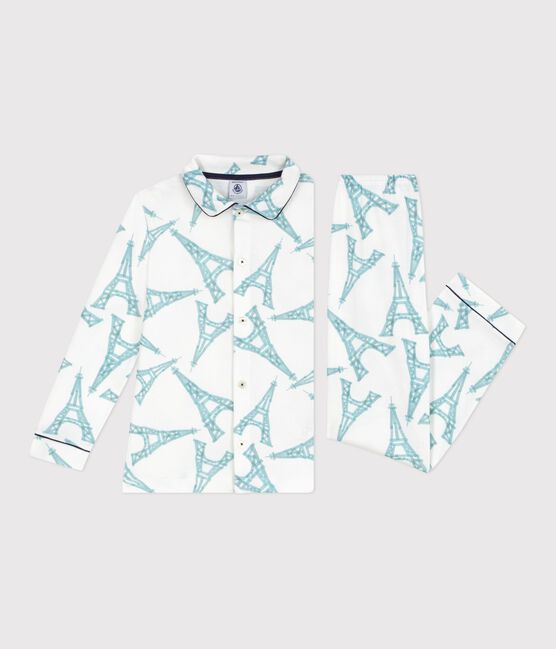 Pigiama in cotone con bottoni e stampa bambino bianco MARSHMALLOW/bianco MULTICO