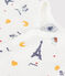 Tutina corta con colletto in cotone con stampa Parigi neonato bianco MARSHMALLOW/bianco MULTICO