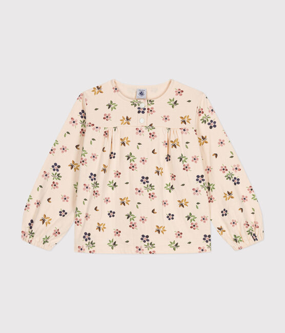 Blusa a maniche lunghe in tubique bambina bianco AVALANCHE/ MULTICO