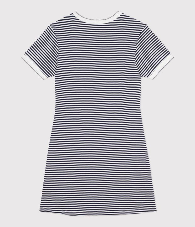 Abito corto in cotone donna blu/bianco