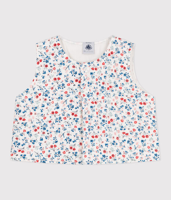 Giacca senza maniche neonato in popeline con stampa a fiori bianco MARSHMALLOW/bianco MULTICO