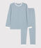 Pigiama millerighe unisex in cotone blu ROVER/bianco MARSHMALLOW
