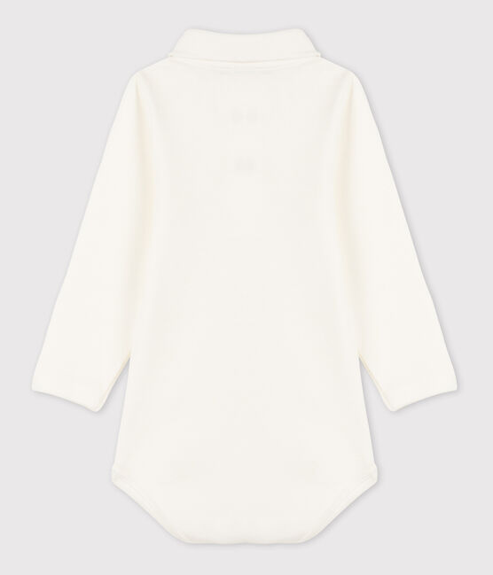 Body  a manica lunga bebè con colletto polo in cotone bianco MARSHMALLOW