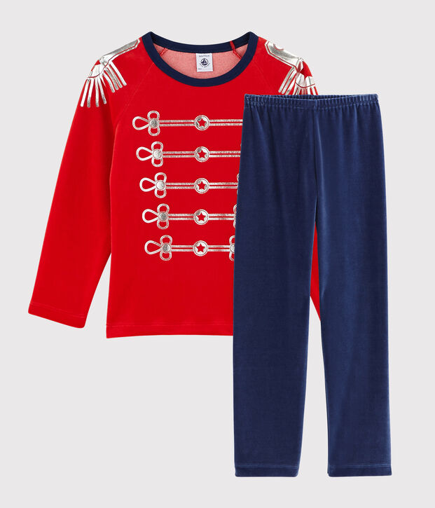 Pigiama maschera in ciniglia bambino blu/rosso