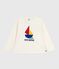 T-shirt a maniche lunghe in cotone con stampa bambino ecru MILK