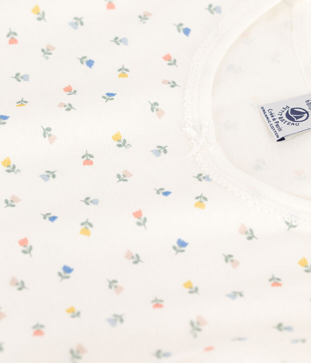Camicia da notte bambina in cotone a fiori bianco/multicolore