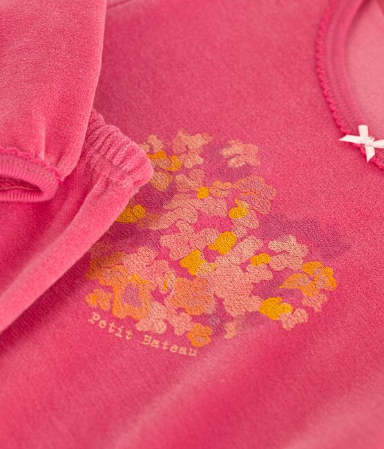 Pigiama in ciniglia bambina rosa PEONIA