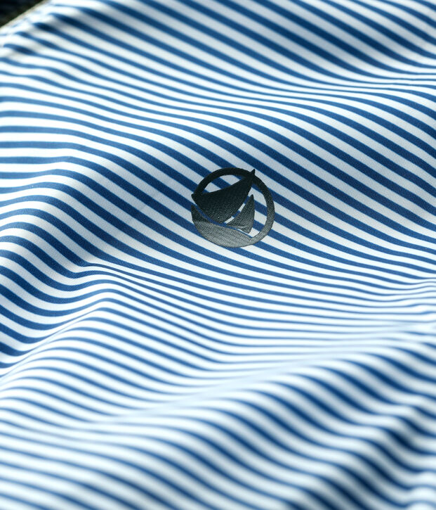 Giacca a vento in poliammide riciclato beb&egrave; femmina/maschio blu/bianco