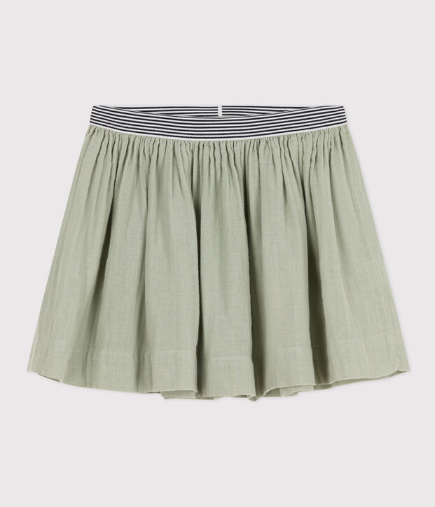 Gonna in garza di cotone bambina verde