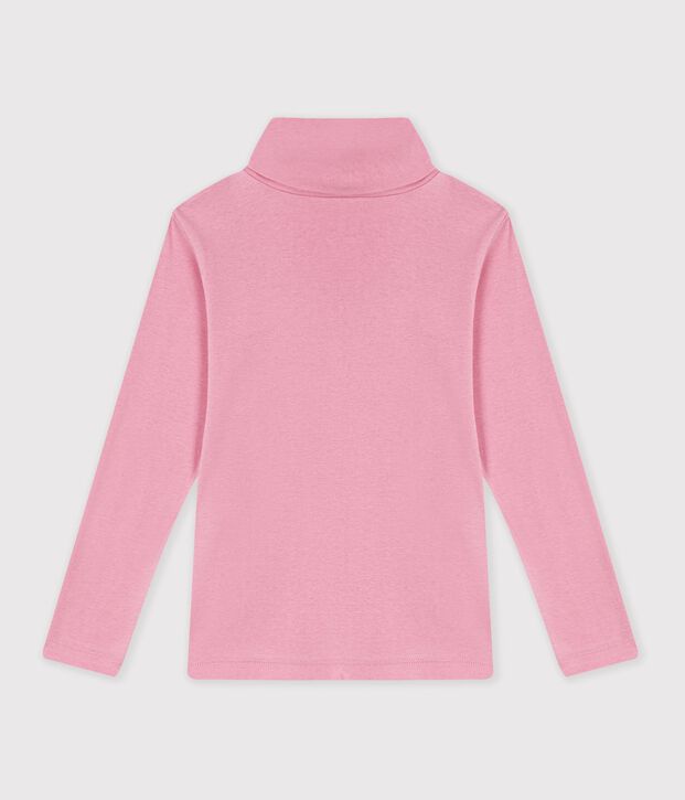 Dolcevita in cotone tinta unita bambino rosa