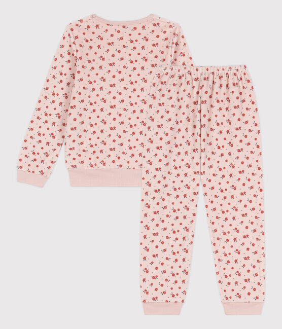 Pigiama a fiori bambina in ciniglia rosa SALINE/bianco MULTICO
