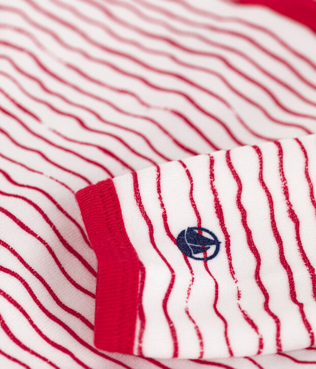 Tutina pigiama neonato in ciniglia bianco/rosso