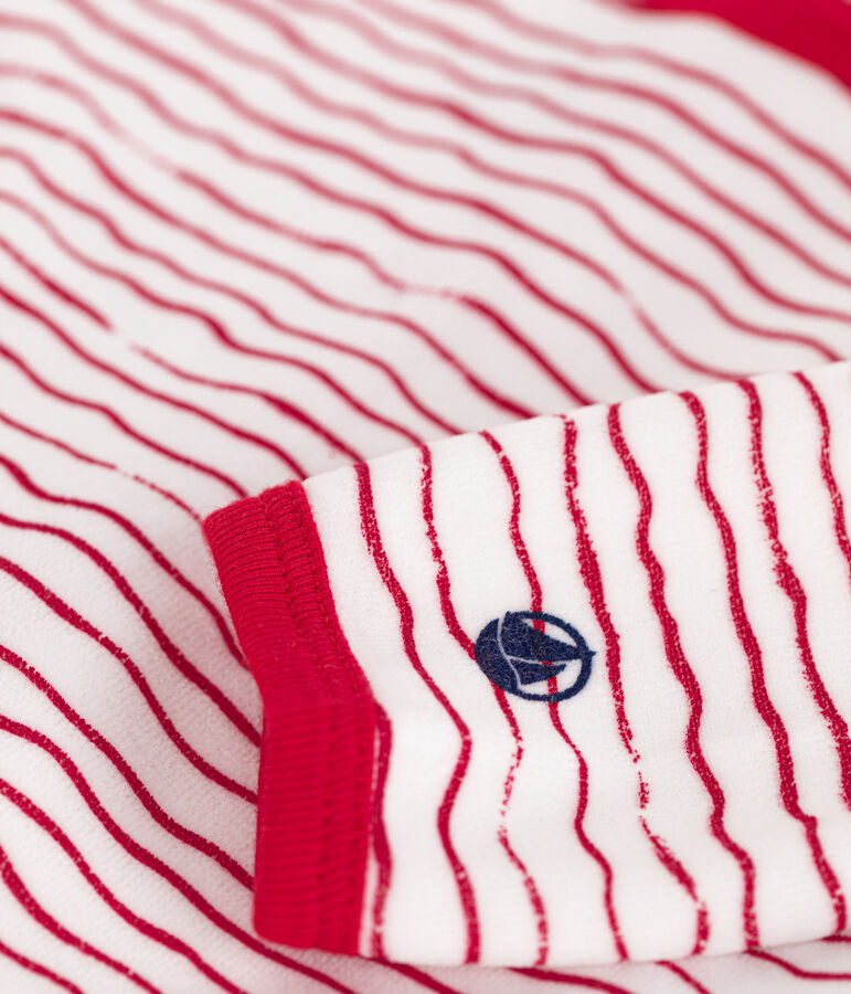 Tutina pigiama neonato in ciniglia bianco/rosso