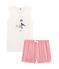 Pigiama corto ragazza a costine rosa CUPCAKE/bianco MARSHMALLOW
