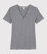 T-shirt scollo a V iconica in cotone a righe Donna