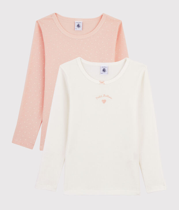 Confezione da 2 t-shirt a manica lunga cuori bambina multicolore