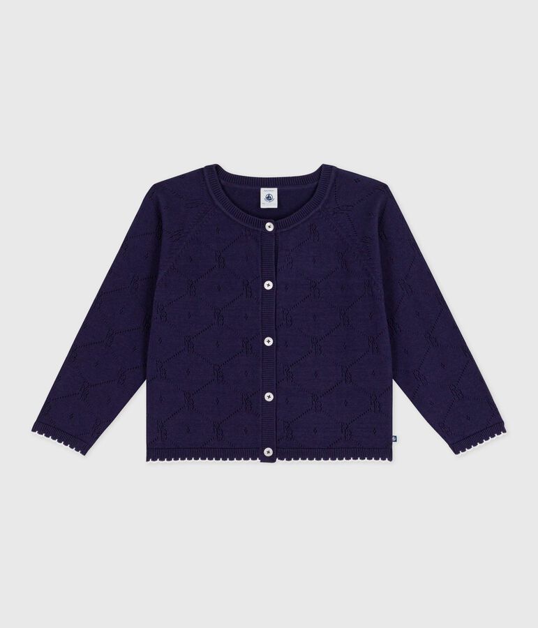 Cardigan in cotone tinta unita bambino blu