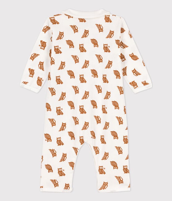 Tutina pigiama senza piedi bebè in cotone con motivo gufetti bianco MARSHMALLOW/ ECUREUIL