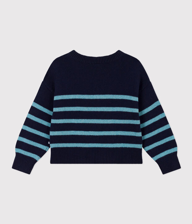 Pullover a righe in lana e cotone bambino unisex blu/blu