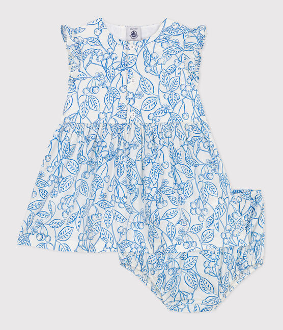 Abito e bloomer in cotone con stampa di ciliegie blu neonato blu MARSHMALLOW/ PORCELANA
