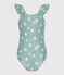 Costume da bagno intero a fiori bambina blu PAUL/bianco MARSHMALLOW