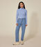 T-shirt L'Iconique donna in cotone fantasia con collo a lupetto blu SKY CHINE