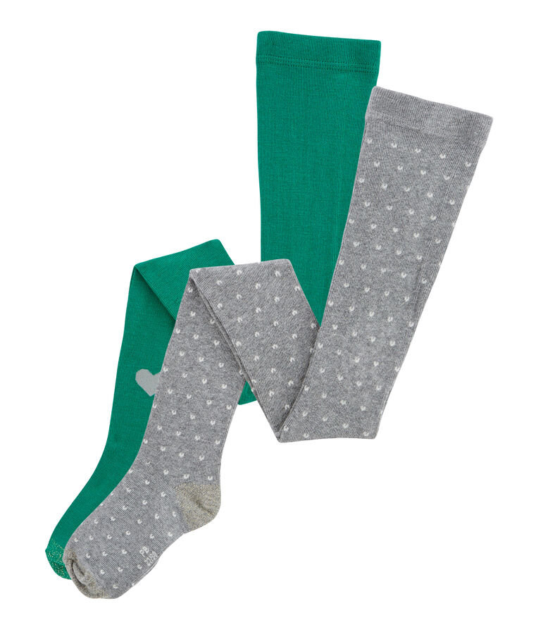 Confezione da 2 collant bambina grigio/verde