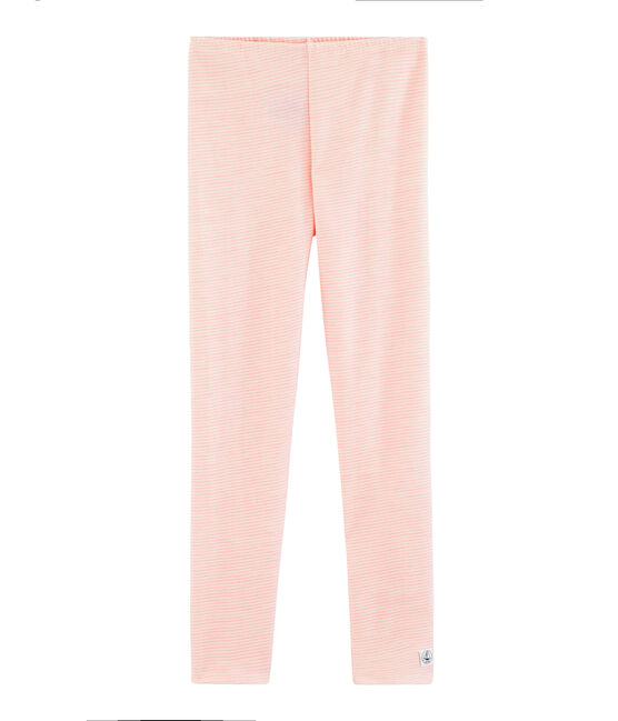 Leggings bambino in lana e cotone rosa CHARME/bianco MARSHMALLOW