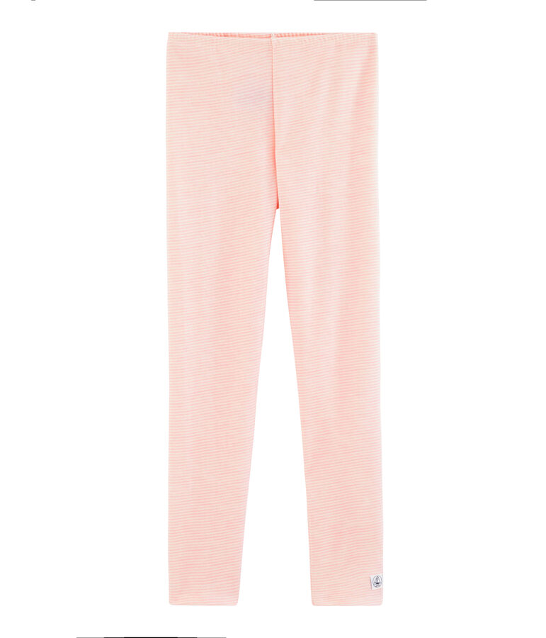 Leggings bambino in lana e cotone rosa CHARME/bianco MARSHMALLOW