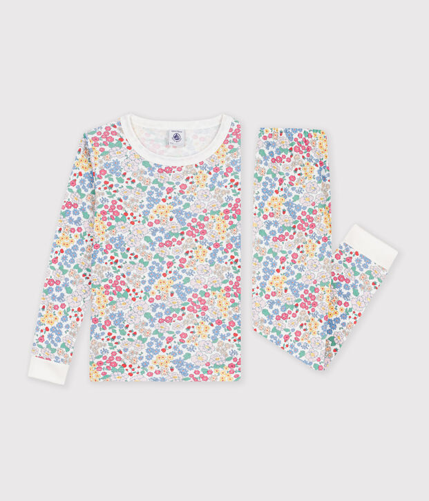 Pigiama molto aderente in cotone con stampa bambina multicolore/rosa/multicolore