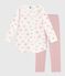 Camicia da notte e leggings bambina in tessuto felpato con stampa a cuori rosa JOLI/bianco MULTICO