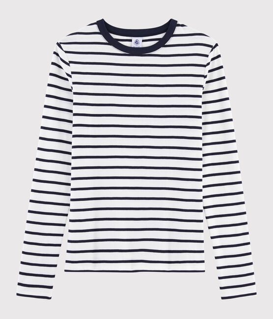 T-shirt iconica scollo rotondo Donna bianco MARSHMALLOW/blu SMOKING