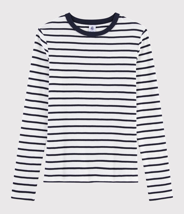 T-shirt iconica scollo rotondo Donna bianco/blu