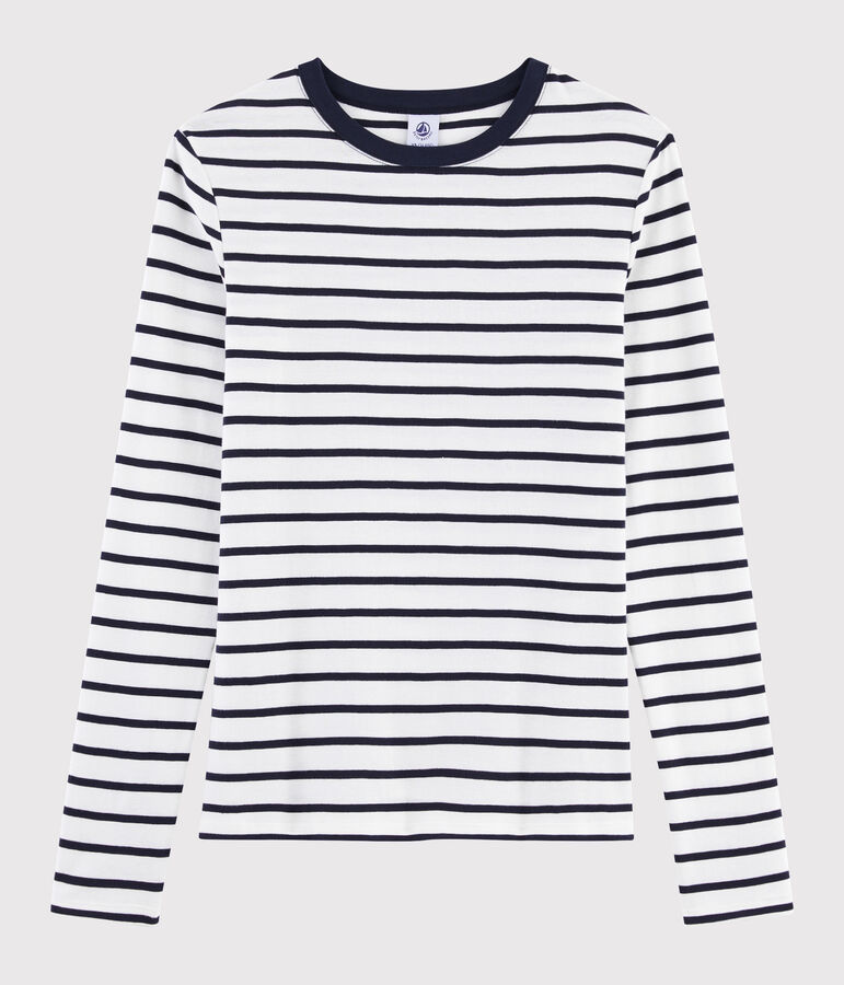 T-shirt iconica scollo rotondo Donna bianco/blu