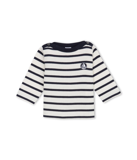 Marinière iconica bebè unisex beige COQUILLE/blu ABYSSE