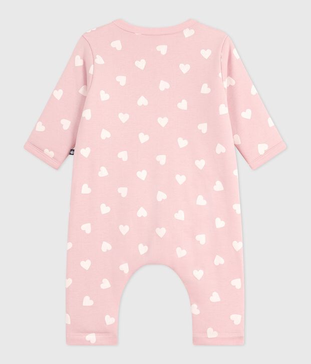 Tutina imbottita in cotone con stampa a cuori neonata rosa/ecru