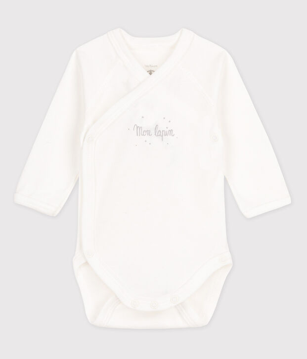 Body incrociato a manica corta beb&egrave; femmina bianco