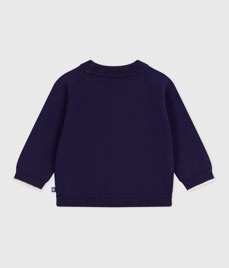 Cardigan in cotone tinta unita neonato blu