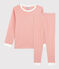 Pigiama bambina/bambino rigato millerighe in cotone biologico rosa PAPAYE/ MARSHMALLOW