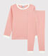 Pigiama bambina/bambino rigato millerighe in cotone biologico
