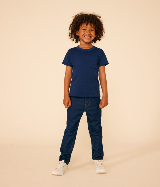 T-shirt bambino in jersey fiammato blu MEDIEVAL