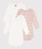 Confezione da 3 body a maniche lunghe in cotone con balene rosa variante 1