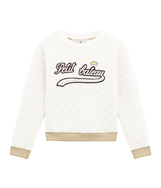 Felpa per bambina bianco MARSHMALLOW/giallo DORE