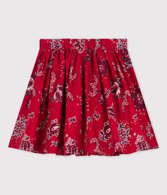 Gonna bambina in popeline fantasia rosso TERKUIT/bianco MULTICO