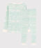 Pigiama snugfit fantasia onde verdi bambino in cotone bianco MARSHMALLOW/ VERT