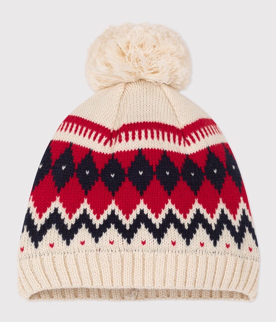 Cuffietta in lana jacquard neonato bianco AVALANCHE/ MULTICO
