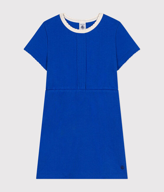 Abito a maniche corte in cotone bambina blu CALVIN